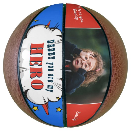 Papa Hero Superheld Vader Dag Foto Basketbal (Verticaal)