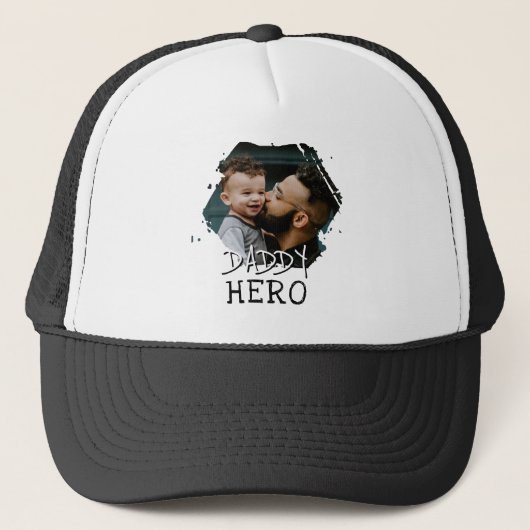 Papa Hero Typografie Papa Foto Trucker Pet (Voorkant)