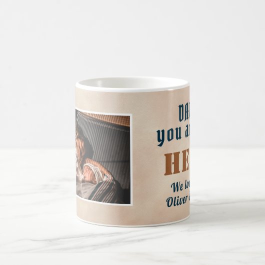 Papa Hero Waterverf Vader Dag Foto Koffiemok (Center)