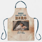 Papa Hero Waterverf Vader Keepomwille Familie Foto Schort (Voorkant)