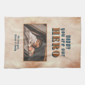 Papa Hero Waterverf Vader Keepomwille Familie Foto Theedoek (Horizontaal)