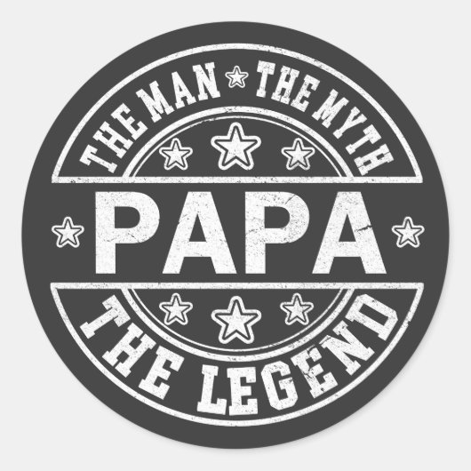 Papa het Man de mythe de legendarische vaderdag Ronde Sticker (Voorkant)