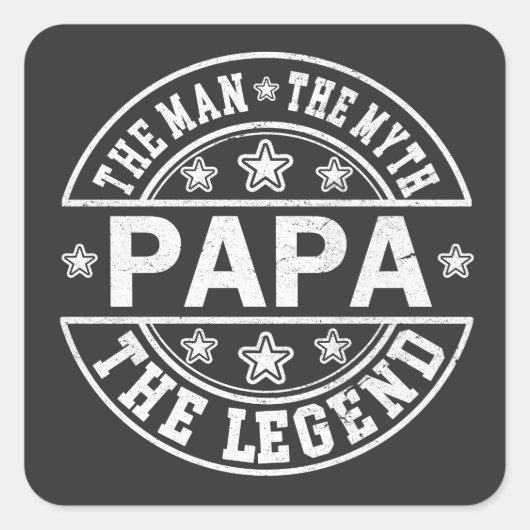 Papa het Man de mythe de legendarische vaderdag Vierkante Sticker (Voorkant)