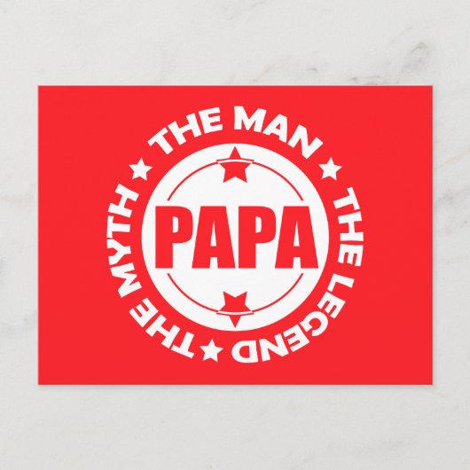 Papa. Het Man. De mythe. De Legende. Briefkaart (Voorkant)