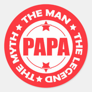 Papa. Het Man. De mythe. De Legende. Ronde Sticker