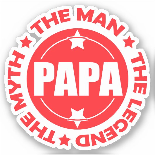 Papa. Het Man. De mythe. De Legende. Sticker (Voorkant)