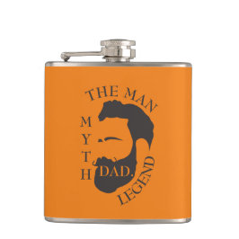 Papa het man, de mythe, de legentekst oranje heupfles