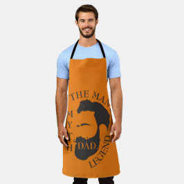 Papa het man, de mythe, de legentekst oranje schort