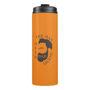 Papa het man, de mythe, de legentekst oranje thermosbeker
