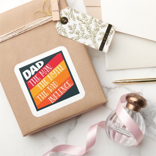 Papa het Man, de mythe, de slechte invloed Vierkante Sticker (Geschenken)