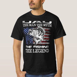 Papa het Man de mythe de Vissende legendvlag T-shirt