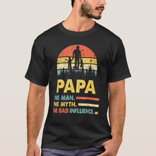 Papa het Man de mythe the the Bad Influence vaders T-shirt (Voorkant)
