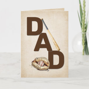 Papa Honkbal Bat en Handschoen Kaart