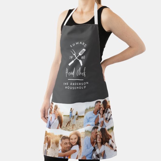 Papa hoofd chef bbq grill multi-foto modern schort (Insitu)