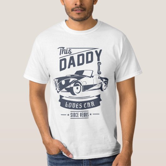 Papa houdt van auto voor Vaderdag cadeau T-shirt (Voorkant)