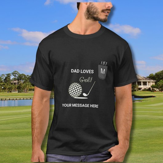 Papa houdt van golftees monogram nep zak  t-shirt