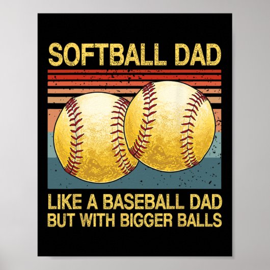 Papa houdt van honkbal papa grappig papa vaders da poster (Voorkant)