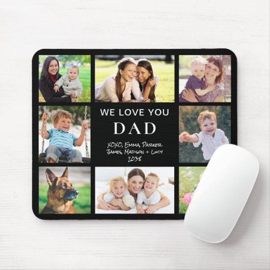 Papa houdt van je Fotocollage Zwart Muismat (Met muis)