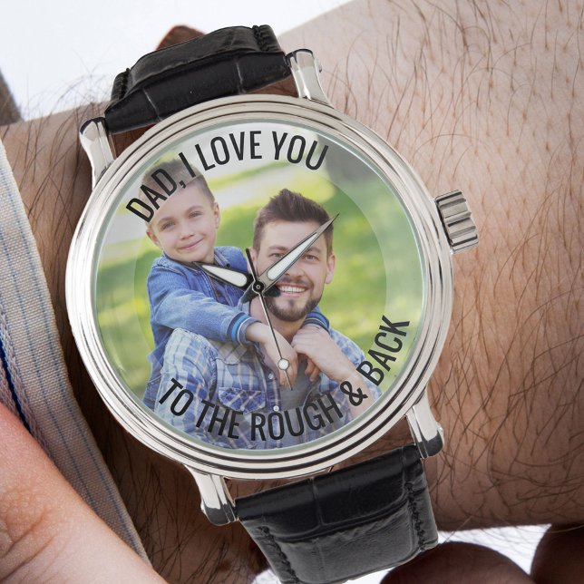 Papa houdt van je naar de ruwe en achterfoto Golf Horloge (Creator heeft geüpload)