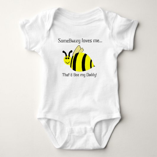 Papa houdt van mij Bumble Bee Roze Organische Klim Romper (Voorkant)