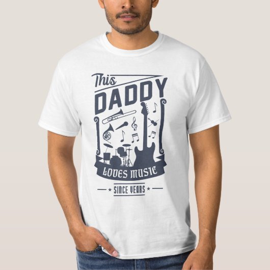 Papa houdt van muziek voor Vaderdag gift T-shirt (Voorkant)