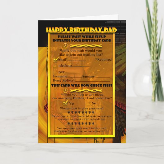 Papa Humorous computer verjaardagskaart Kaart (Voorkant)