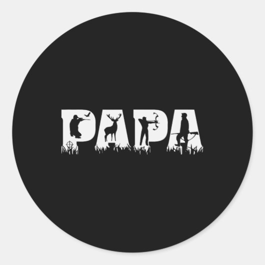 Papa Hunting Hunter Vaderdag Ronde Sticker (Voorkant)
