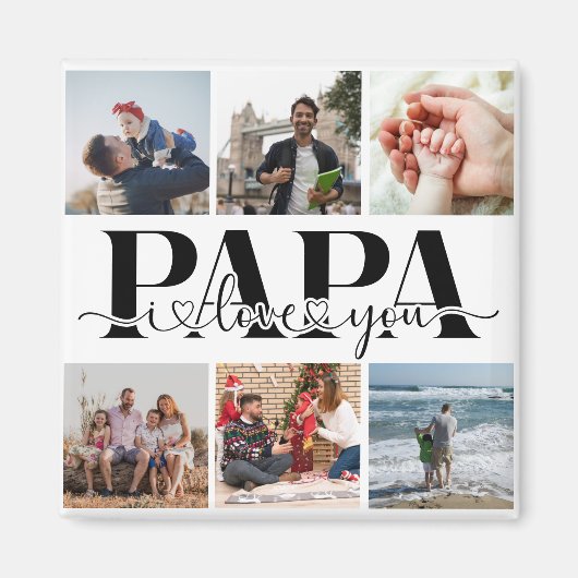 Papa I Love You Custom Fotocollage Magneet (Voorkant)