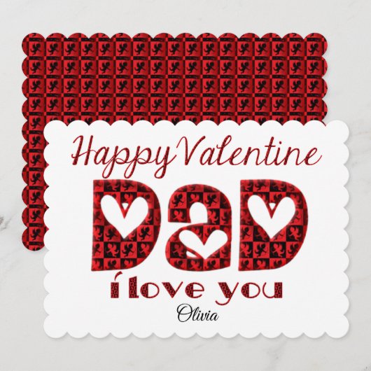 Papa I Love You Cute Cupid Typography Valentijn Feestdagenkaart (Voorkant / Achterkant)