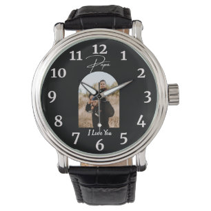 Papa I Love You Personalized Modern Photo Horloge