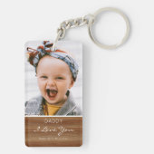 Papa I love You Rustic Wood Effect Foto Sleutelhan Sleutelhanger (achterkant)
