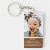 Papa I love You Rustic Wood Effect Foto Sleutelhan Sleutelhanger (Voorkant)
