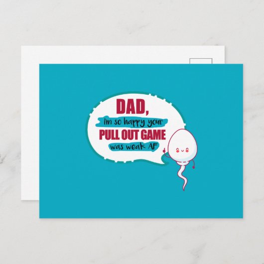 Papa, ik ben zo blij dat je uitklapspel zo zwak wa briefkaart (Voorkant / Achterkant)