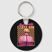 Papa Ik Hou Van Hem Maga 2024 Trump Retro  Gif Sleutelhanger (Voorkant)