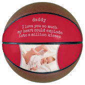Papa Ik hou van je gedicht - Aangepaste foto rood  Basketbal (Voorkant)