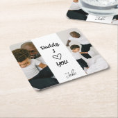 Papa, ik hou van je | Gepersonaliseerd papieren On Kartonnen Onderzetters (Schuin)