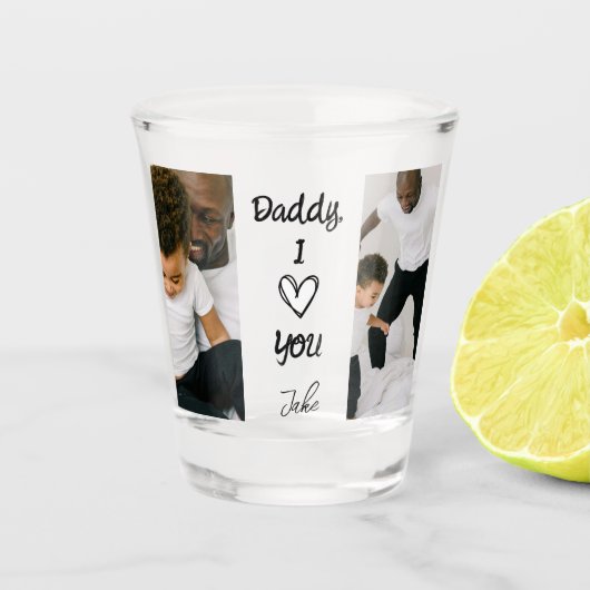 Papa, ik hou van je | Gepersonaliseerde foto's ges Shot Glas (Voorkant)