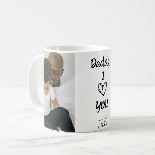 Papa, ik hou van je | Gepersonaliseerde foto's Mok (Voorkant links)