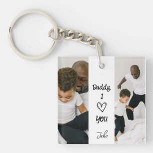 Papa, ik hou van je   Gepersonaliseerde foto's Sle Sleutelhanger