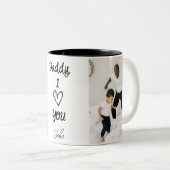 Papa, ik hou van je | Gepersonaliseerde foto's Zwa Tweekleurige Koffiemok (Voorkant rechts)
