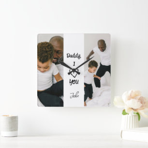 Papa, ik hou van je Gepersonaliseerde Fotowandkl Vierkante Klok