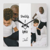 Papa, ik hou van je | Gepersonaliseerde Fotowandkl Vierkante Klok (Voorkant)