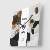 Papa, ik hou van je | Gepersonaliseerde Fotowandkl Vierkante Klok (Hoek)