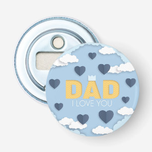 Papa Ik hou van je, vaderdag cadeau Button Flesopener