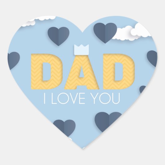 Papa Ik hou van je, vaderdag cadeau Hart Sticker (Voorkant)
