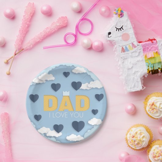 Papa Ik hou van je, vaderdag cadeau Papieren Bordje (Feest)