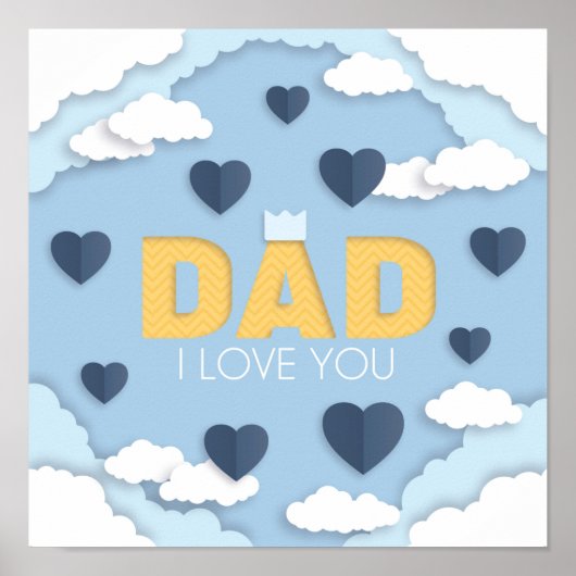 Papa Ik hou van je, vaderdag cadeau Poster (Voorkant)