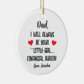 Papa, ik zal altijd je financiële last zijn, grapp keramisch ornament (Rechts)