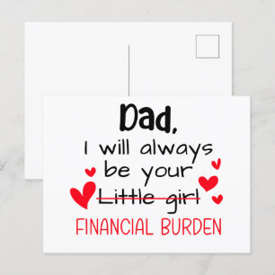 Papa, ik zal altijd jouw kleine meisje zijn, finan briefkaart