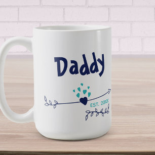 Papa is 20xx Hartjes en Pijlen Tweekleurig Blauw Koffiemok
